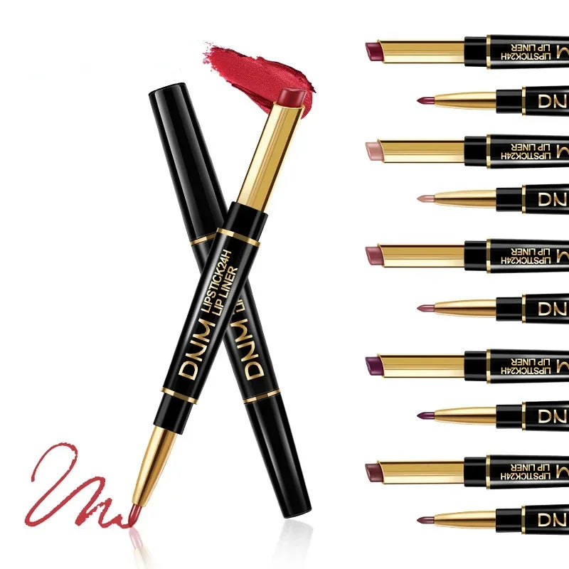 1 Matte Lipstick Pencil Double Ended Lip Liner Pen Red Nude Long