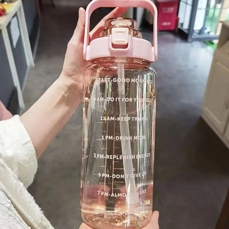 Portable Water Bottle Large Capacity Plastic Straw Cup Beverage