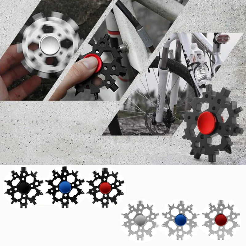 Portable Snow Spinner Spanner 23-in-1 Stainless Stee Snowflakes Multi-tool Bottle Opener Outdoor EDC Survival Bike Repair Tools Zpaxo