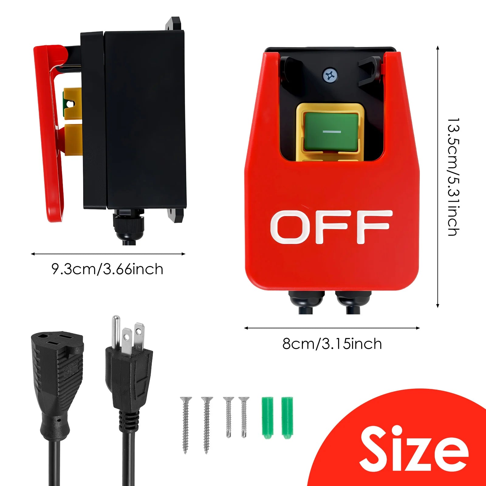 110V to 120V Switch Single Phase On/Off Waterproof Emergency Stop Switch with Paddle Extension Cord Emergency Stop for Table Saw Zpaxo US rules
