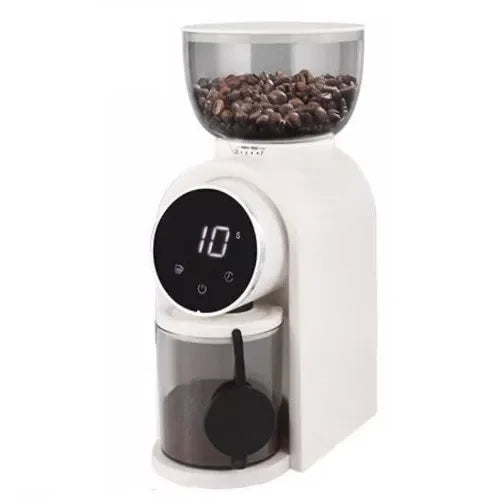 Electric Burr Coffee Grinder Automatic Precision Mill Espresso Drip Pour Over American Coffee Transparent Bean Storage Container Zpaxo 200862-white EU