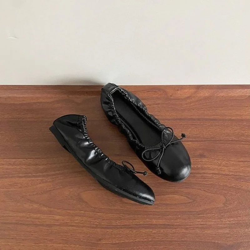 Women's Solid Elegant Comfortable Single Shoes Women Bow Zpaxo black 36