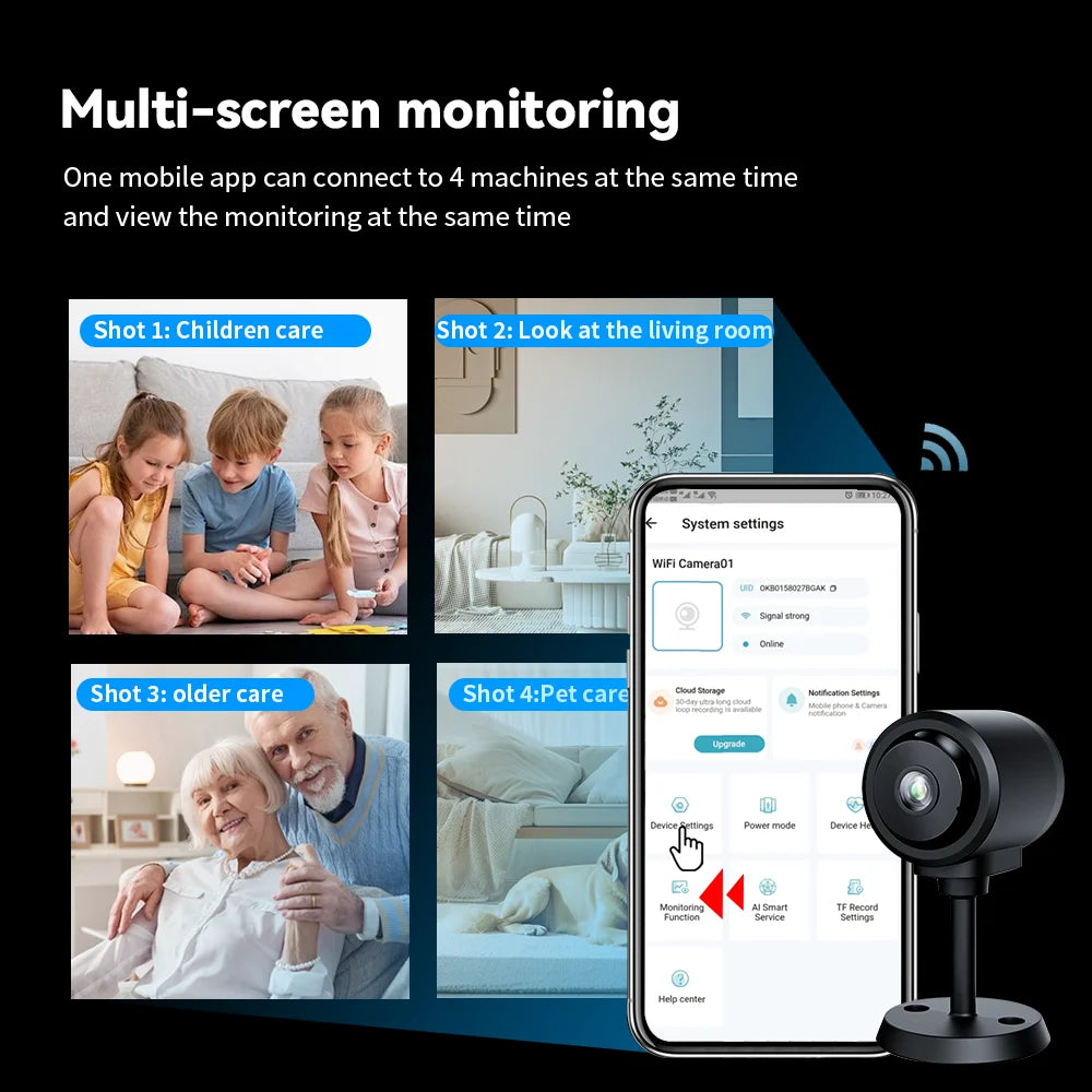 C1 1080P HD Mini Wifi Camera 130° Wide Angle Smart Home IP Camcorder Networking Security Micro Camcorder IR Night Vision Alarm Zpaxo