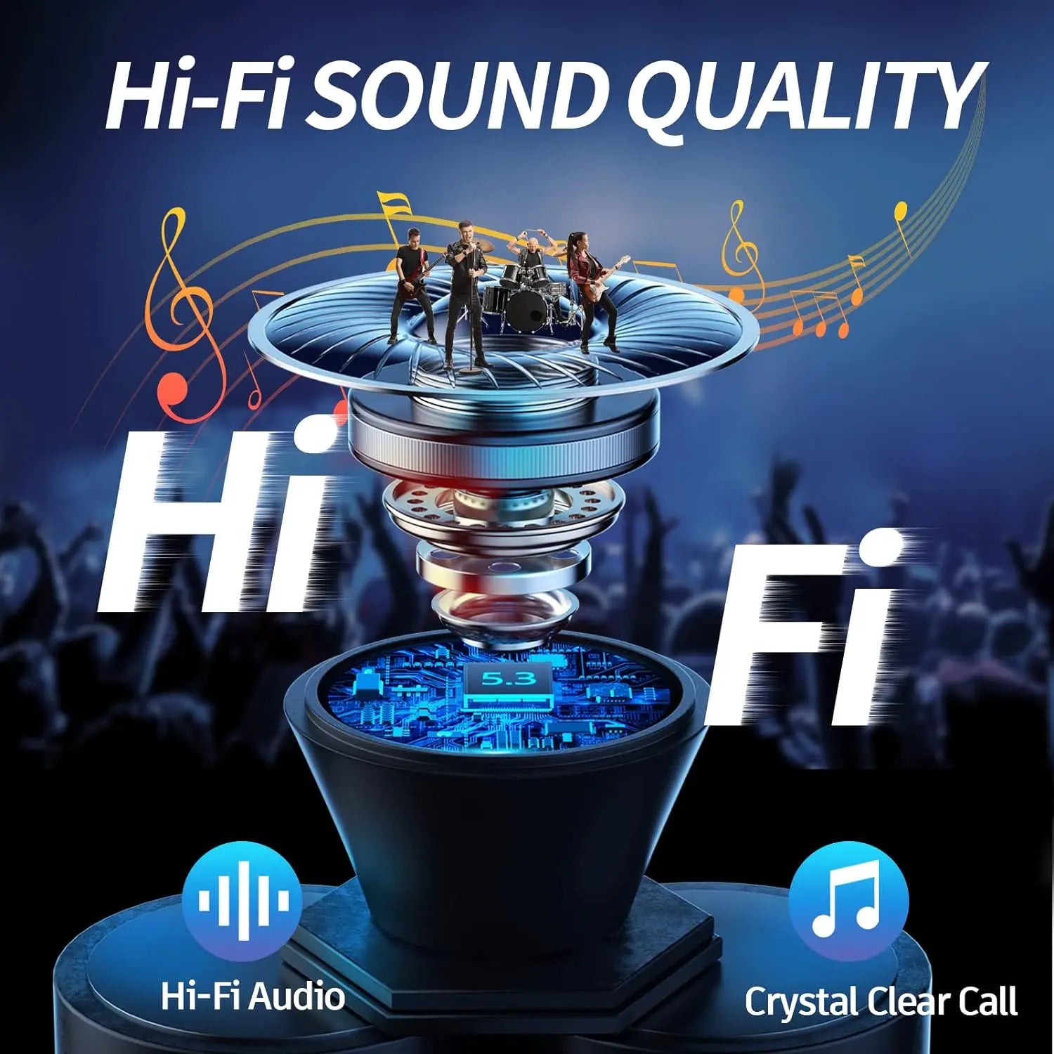 Wireless Earphone Bluetooth 5 3 Headphone 60H Playback LED Power