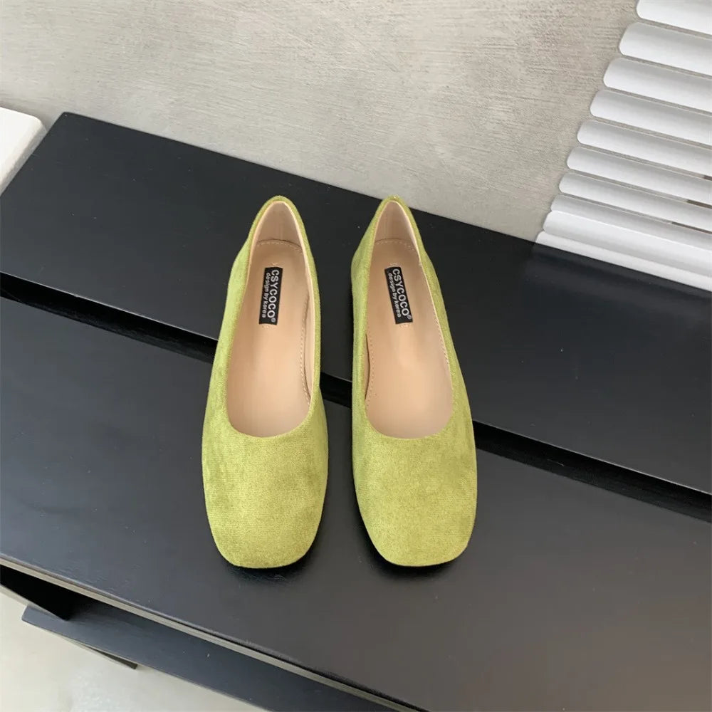 Women Flats Slip Flat Shoes Candy Woman Boat Black Loafers Faux Suede Zpaxo 40 green