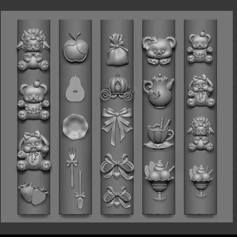 3D Silicone Mold Nail Art Design Relief Bow Strawberry Baroque Zpaxo A9