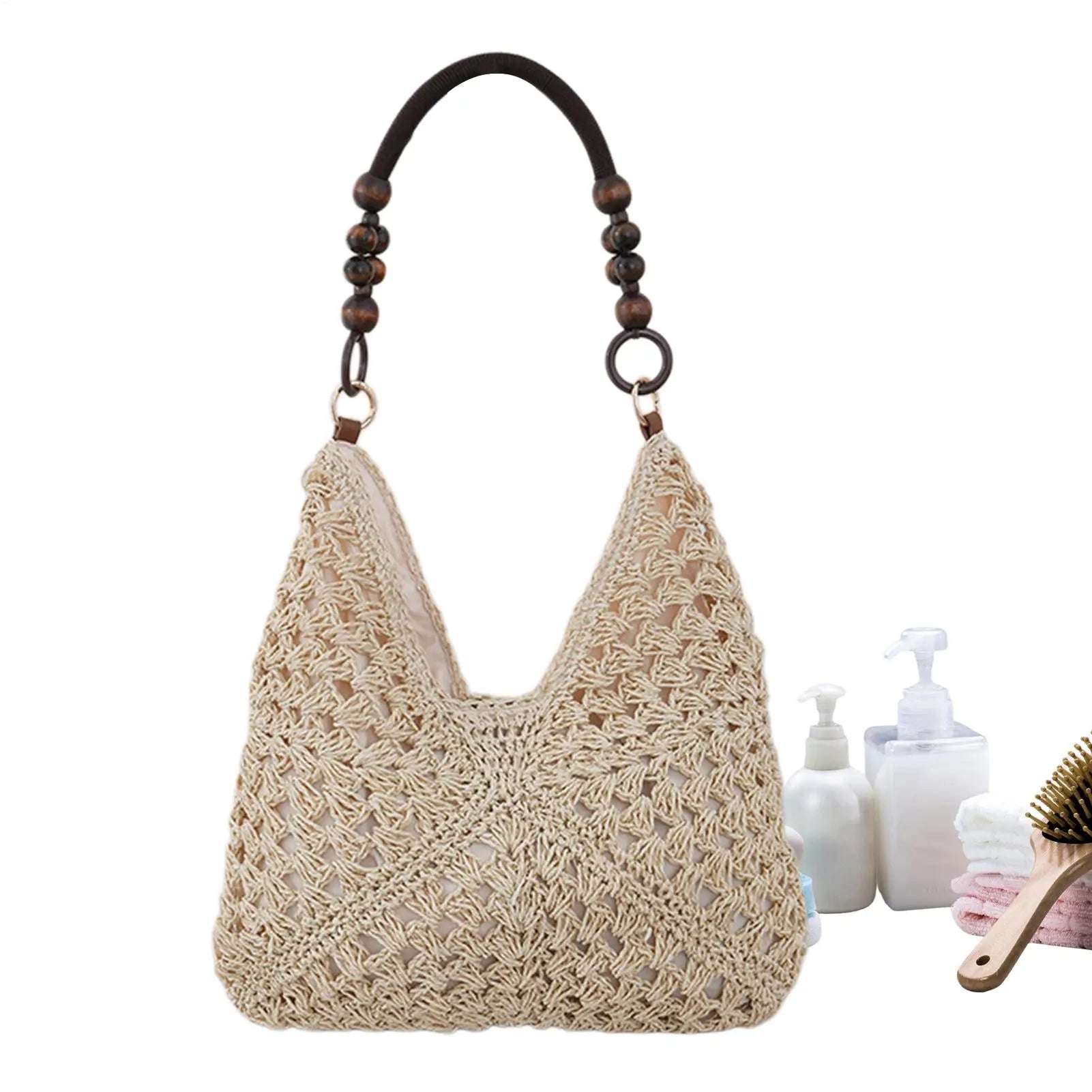Hollow Out Straw Woven Bag Tote Beach Handbag Bohemian Large Capacity