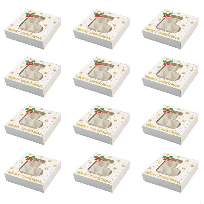 Christmas Themed Chocolate Packaging Box 12 Compartments Paper