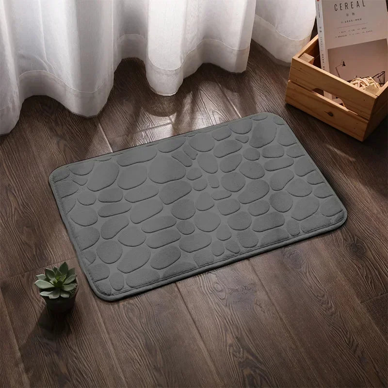 Non Slip Bathroom Absorbing Bath Mat Cobblestone Embossed Mat Floor Rug Shower Room Doormat Memory Foam Cobblestone Mat 40X60CM Zpaxo Dark Gray