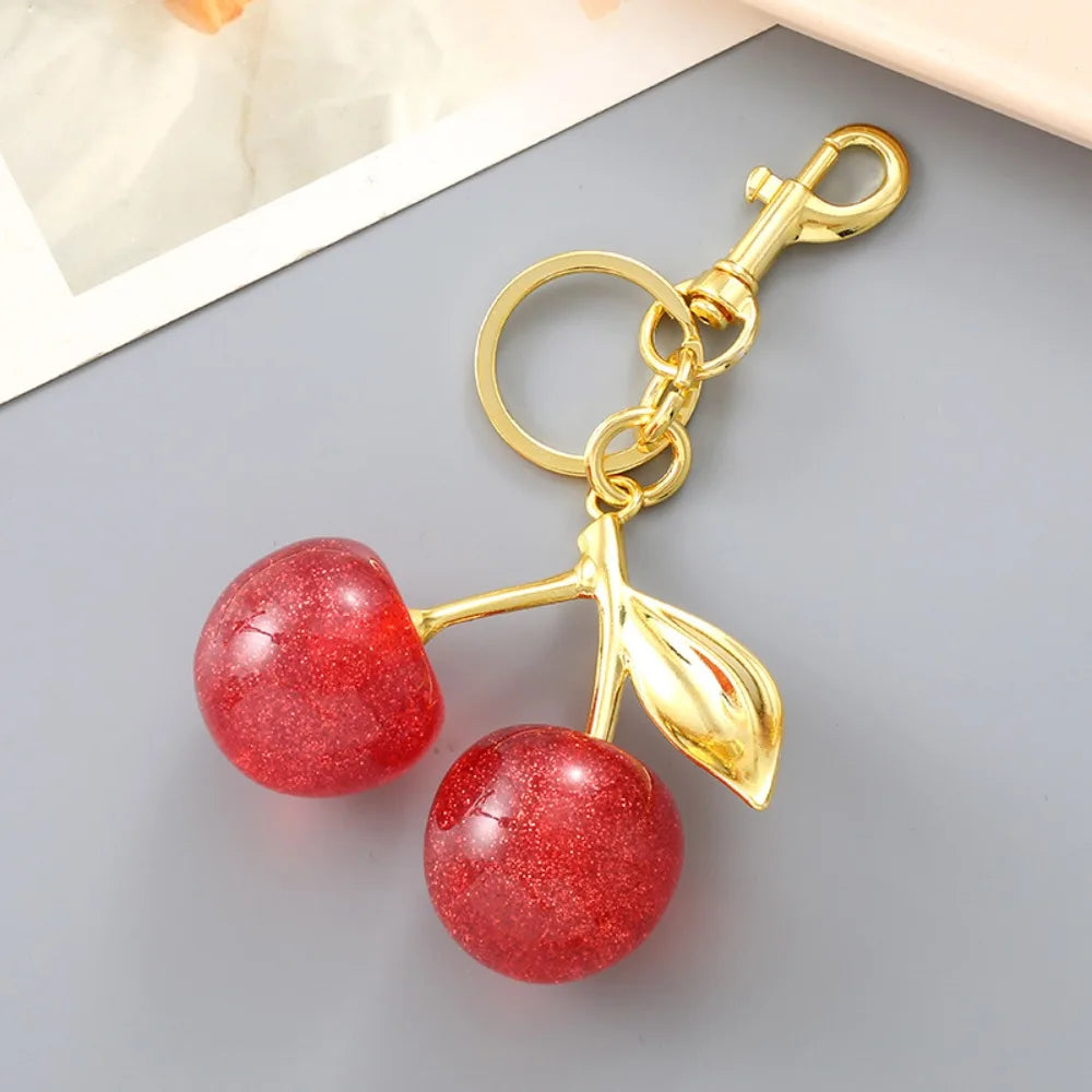 Bag Decoration Delicious Red Cherry Keychain Trinket Anti-Lost Cherry Charm Handbag Pendant Y2K Girl Heart Zpaxo Style E