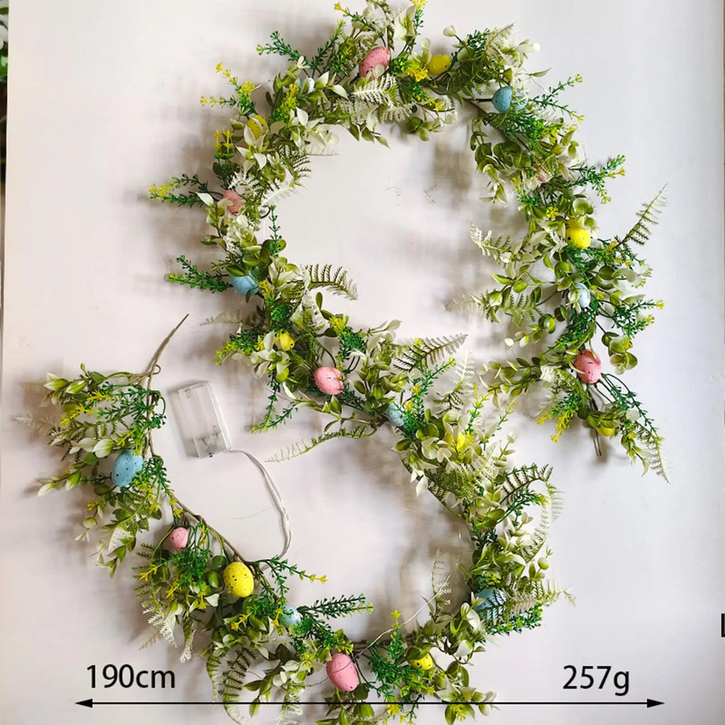 Easter Egg Garland Wreath Swag – 74.8" Green Leaves Decor Easter Garland Wreath Zpaxo