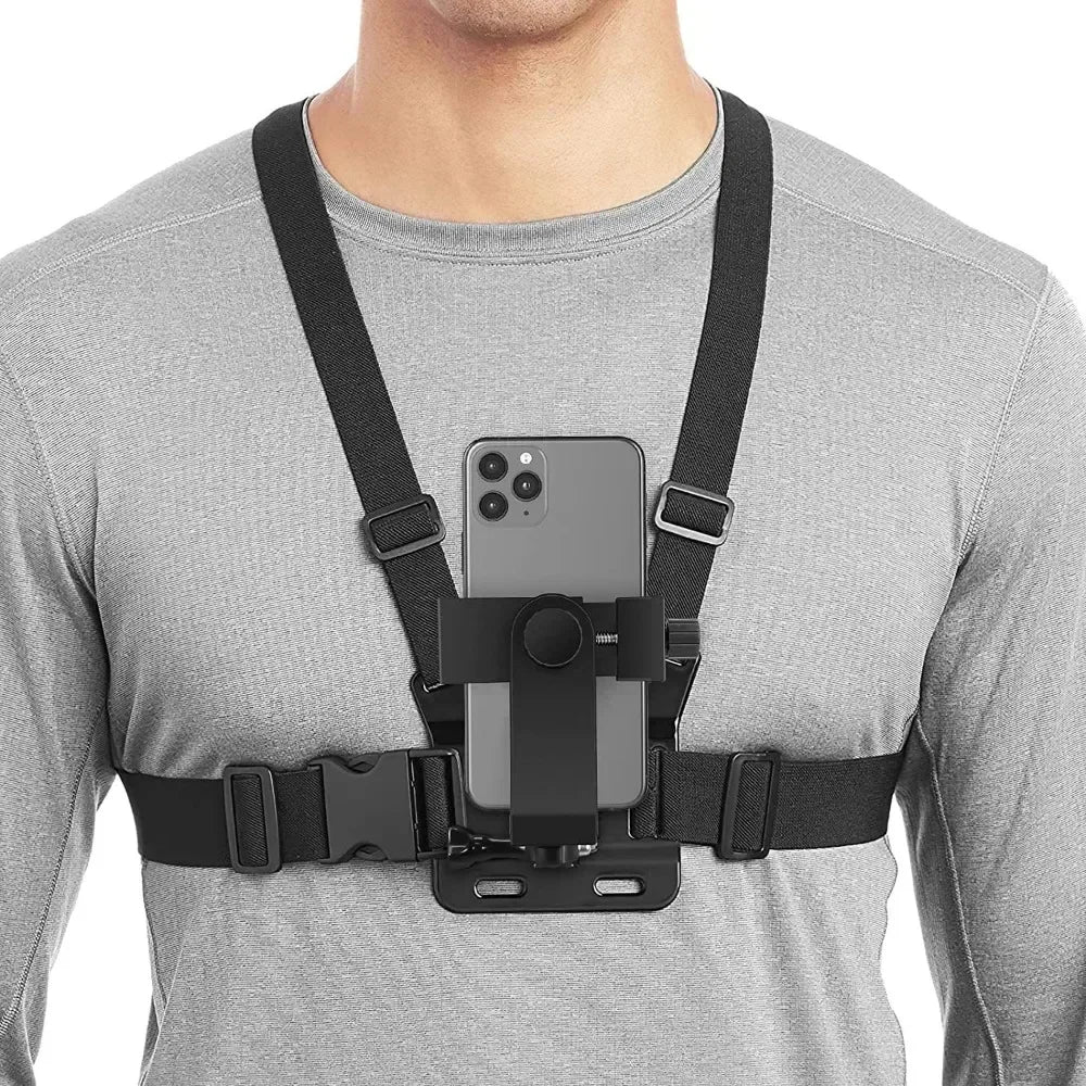 Phone Chest Strap Mount Belt Iphone 14 Holder Mobile Smartphone Gopro Zpaxo Black color