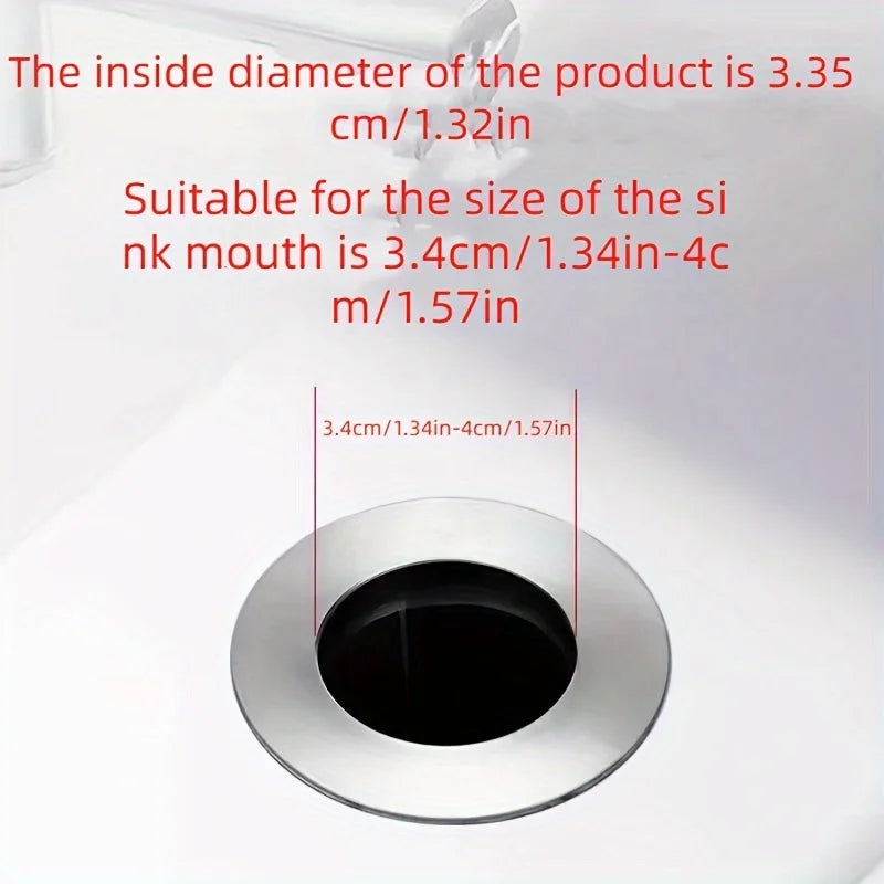 Universal Rebound Drain Plug Filter Basin Pop-up Chrome Sink Filter with Hair Catcher Bathroom Sink Drain Stopper Easy Push Type Zpaxo