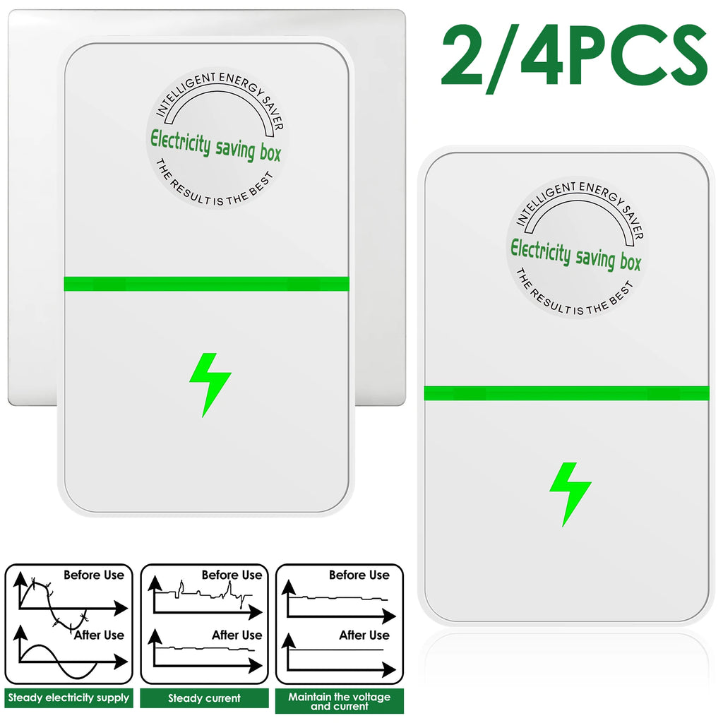 2/4Pcs Power Saver Portable Electricity US Energy Saver Smart Saving Box Safe Household Plug 90V-250V for Office Kitchen Accesso Zpaxo