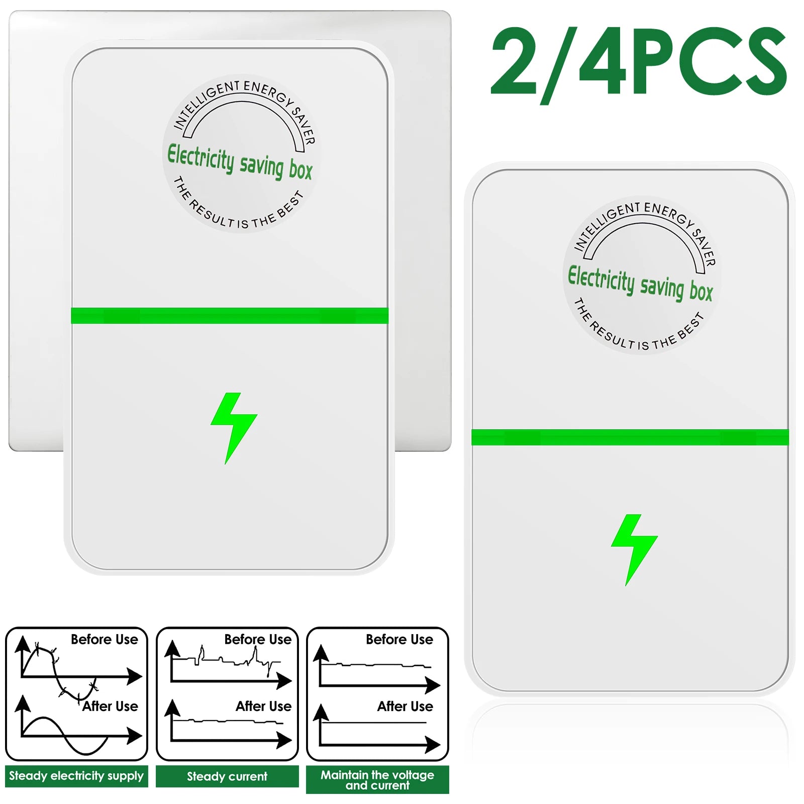 2/4Pcs Power Saver Portable Electricity US Energy Saver Smart Saving Box Safe Household Plug 90V-250V for Office Kitchen Accesso Zpaxo