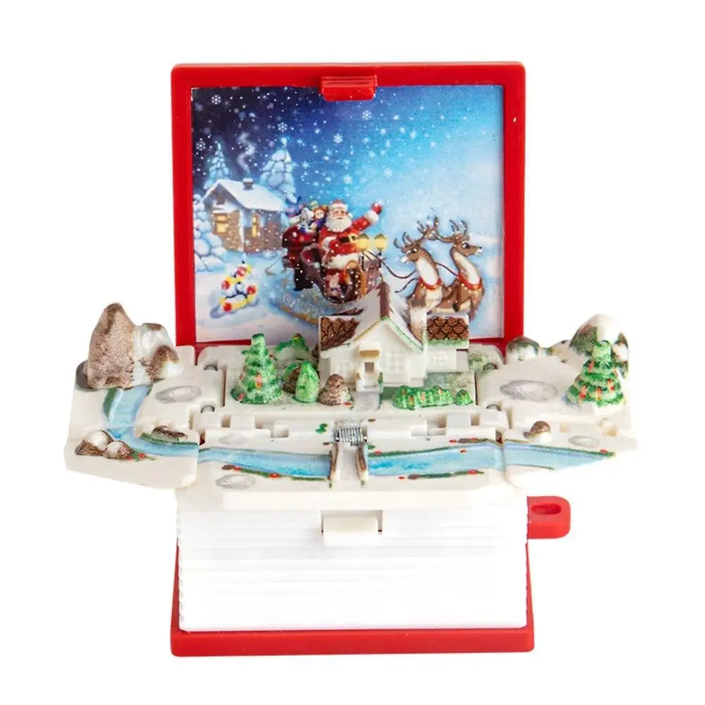 Creative 3D 3D Mini Fold Book Keychains Plastic Christmas Santa Fold Book Educational Science Cognitive Tools Zpaxo E