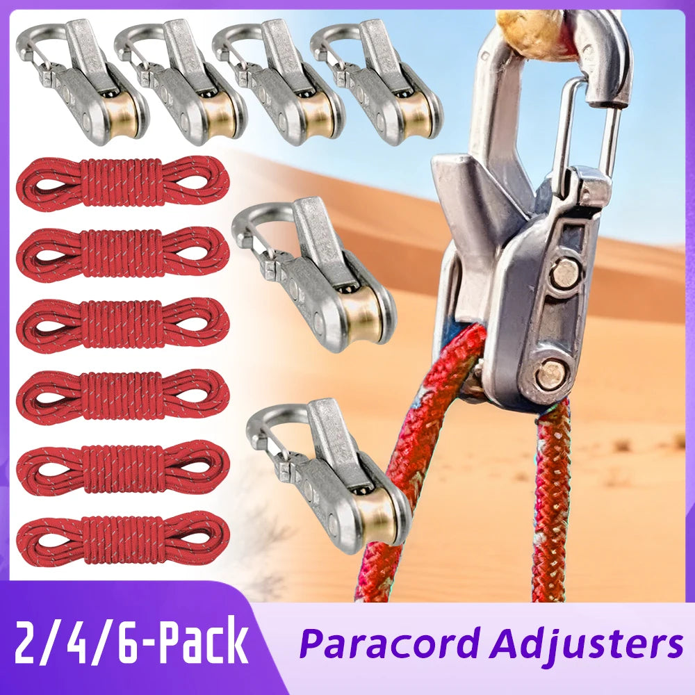 2 4 6-Pack Paracord Adjusters Rope Tightening Tool Tensioner Camping Zpaxo