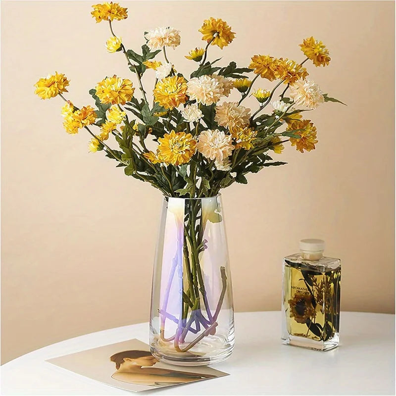 Transparent Aurora Illusion Glass Vase Flower Arrangement Tabletop