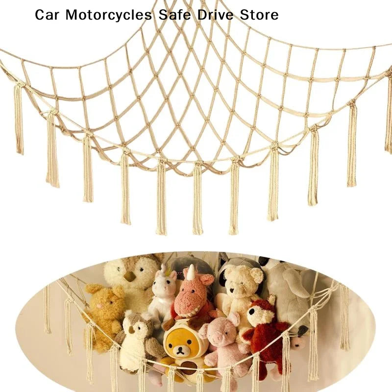 MBoho Toy Hammocks Wall Corner Hanging Storage Net Woven Tassel