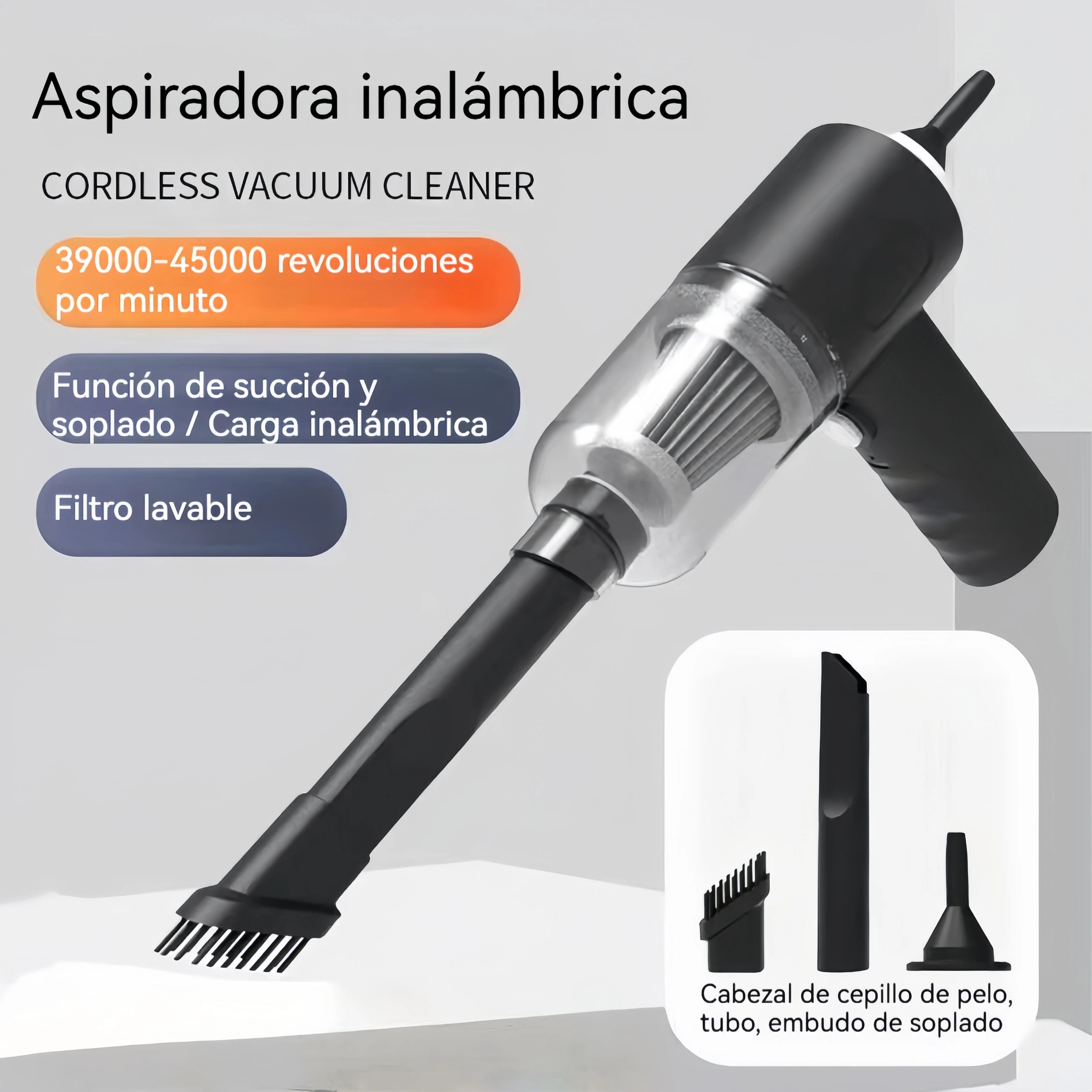Mini Handheld Car Vacuum Cleaner, Wireless Charging, High Power, Dual Suction & Blower for Car Interior Cleaning Zpaxo