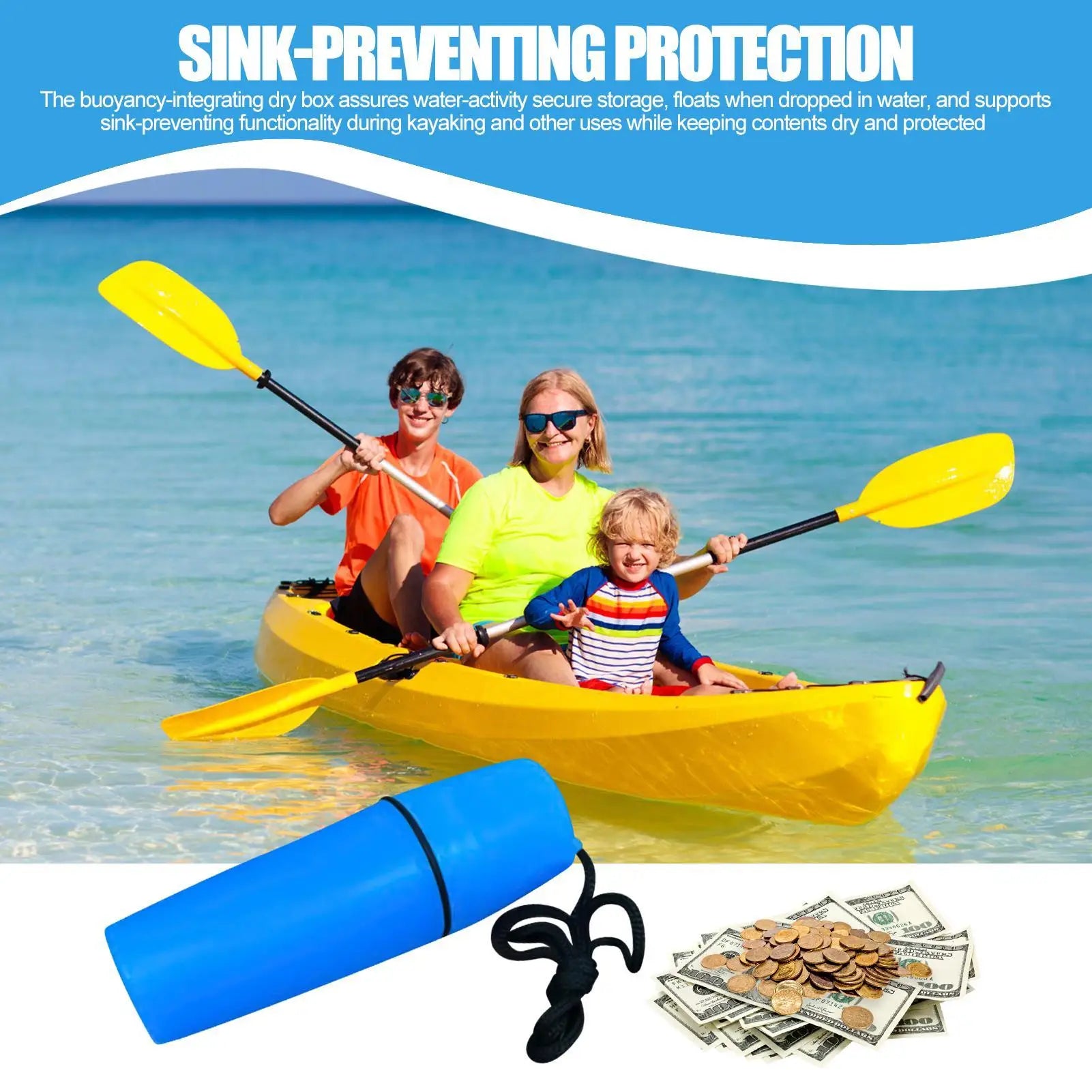 Dry Box for Kayak Floating Waterproof Seal Organizer Canoe Boat Storage Box Containers for Sunglass Earrings Tool Outdoor Canoe Zpaxo