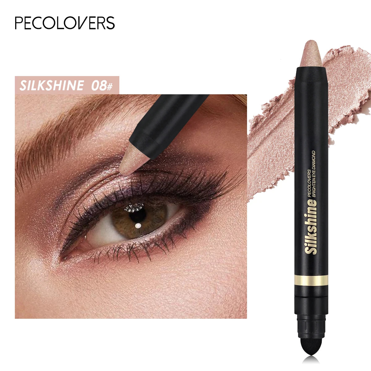 Smoky Eyeshadow Pencil Stick Waterproof Pearlescent Metallic Glitter Eye Shadow Highlighter Pen Makeup Tool Zpaxo 08