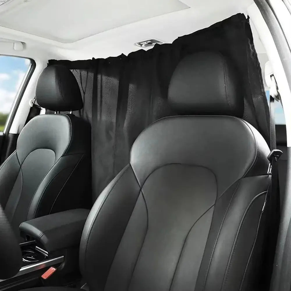 2 Light Blocking Car Divider Curtains Retractable Black Privacy Zpaxo