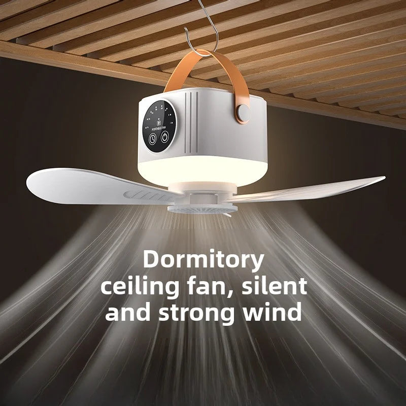 2026 New Portable Rechargeable Ceiling Fan Wireless USB Hanging Fan for Student Dorm Bed Outdoor Camping Zpaxo