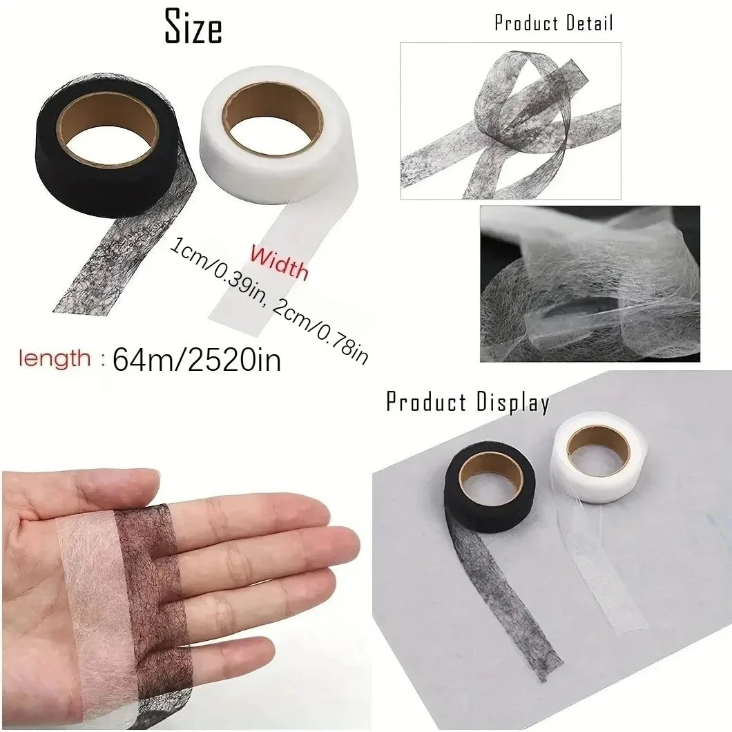 Iron-On Hem Tape 2 Rolls – Black & White Fusible Web Sewing