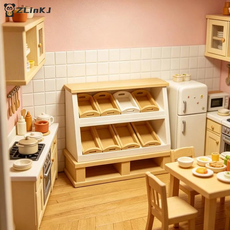 Mini Bread Rack Cupboard Storage Shelf Model 1 12 Dollhouse Miniature Zpaxo
