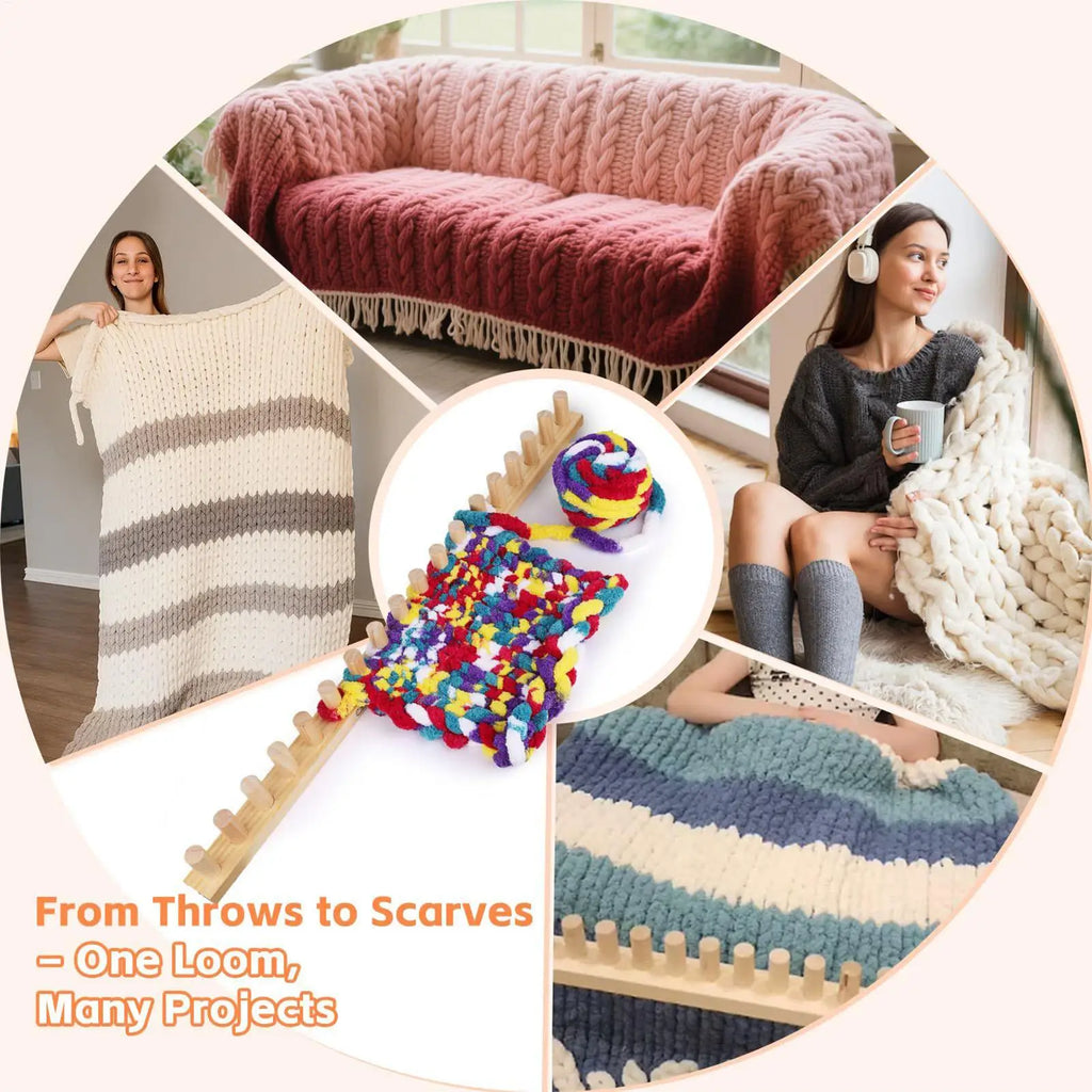 Chunky Blanket Loom Wooden Weaving DIY Craft Tool Large Yarn Knitting