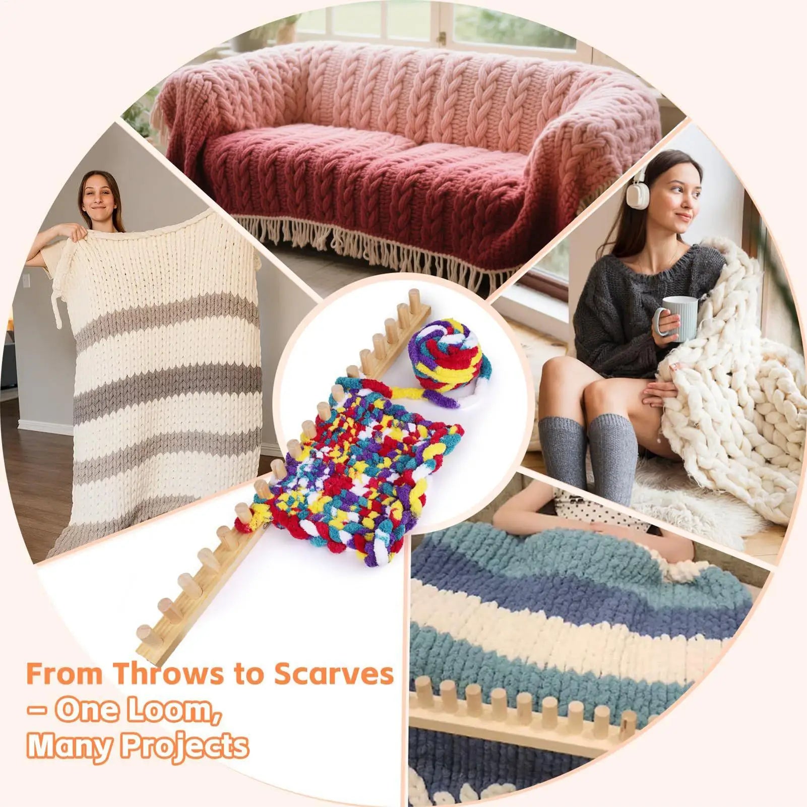 Chunky Blanket Loom Wooden Weaving DIY Craft Tool Large Yarn Knitting