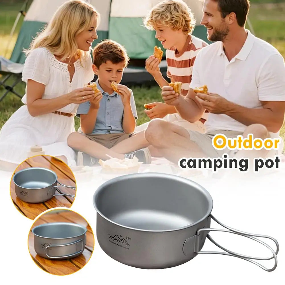 Titanium Camping Pot Folding Bail Handle Portable Cookware For Backpacking Hiking Outdoor Cooking Solo Stove Picnic Zpaxo