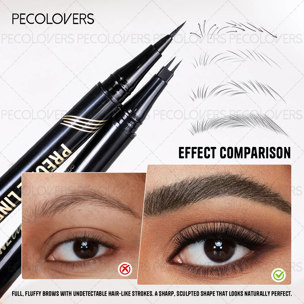 1PC 2 Forks Eyebrow Pencil Dual-Ended Artist Ultra-Fine Waterproof & Sweatproof, Natural 3D Wild Brow Look, Zpaxo