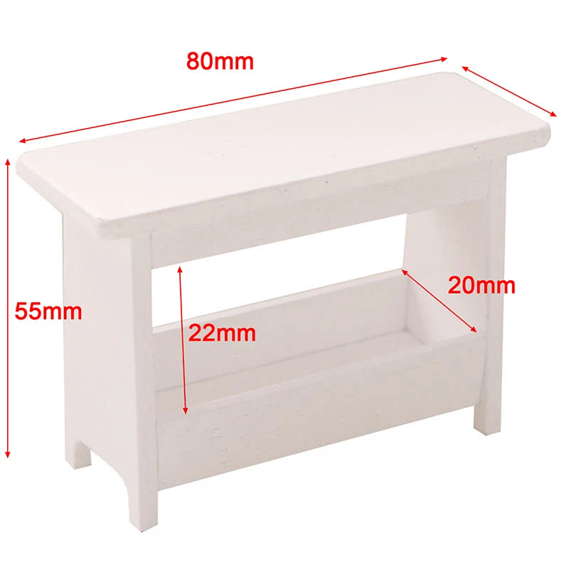 ▶1:12 Dollhouse Mini Stool Desk Table Model Cabinet Bookshelf Furniture Decor Toy Zpaxo White