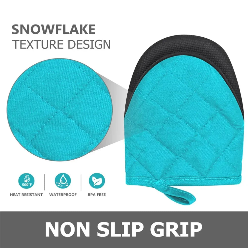 1 Pair Kitchen Oven Gloves High Heat Resistant Short Oven Mitts with Non-Slip Grip Surfaces and Hanging for BBQ Baking Cooking Zpaxo