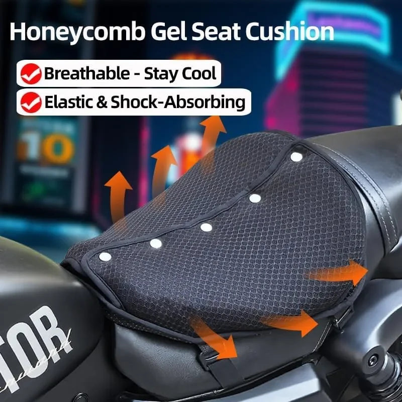 3D Honeycomb Motorcycle Gel Seat Cushion – Breathable Comfort