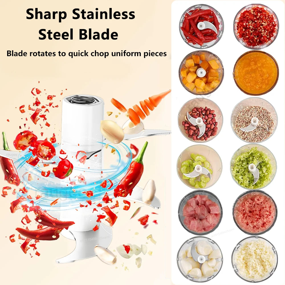 Electric Garlic Chopper Mini Portable Wireless Food USB Rechargeable