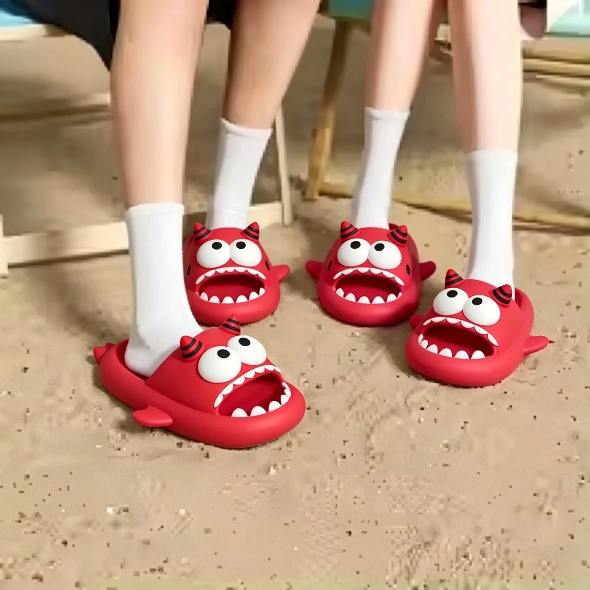 Cute Big Eyed Clown Fish Slippers Women Summer Bathroom Anti-slip