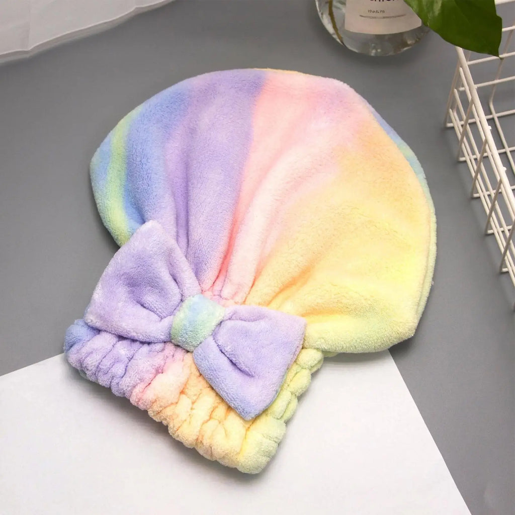 Microfiber Hair Drying Towels Head Wrap with Bow-Knot Shower Cap Hair Turban HairWrap Bath Cap for Curly Long Wet Hair Gift Zpaxo