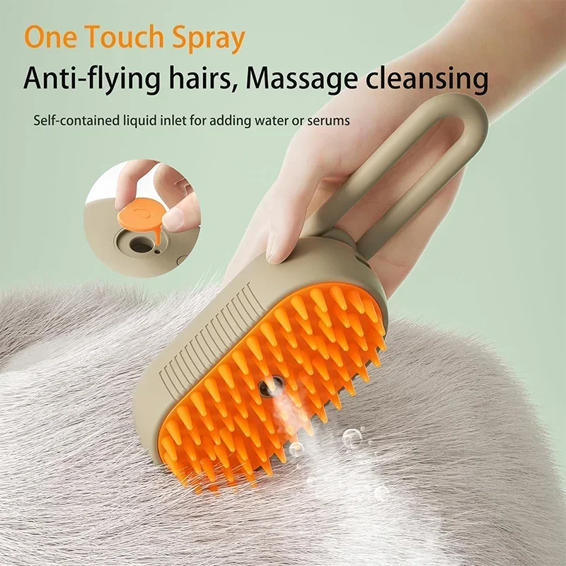 Cat Dog Pet Spray Massage Brush One Button Steam Spray Folding Rotatable Floating Hair Bath Hair Removal Brush Comb Zpaxo