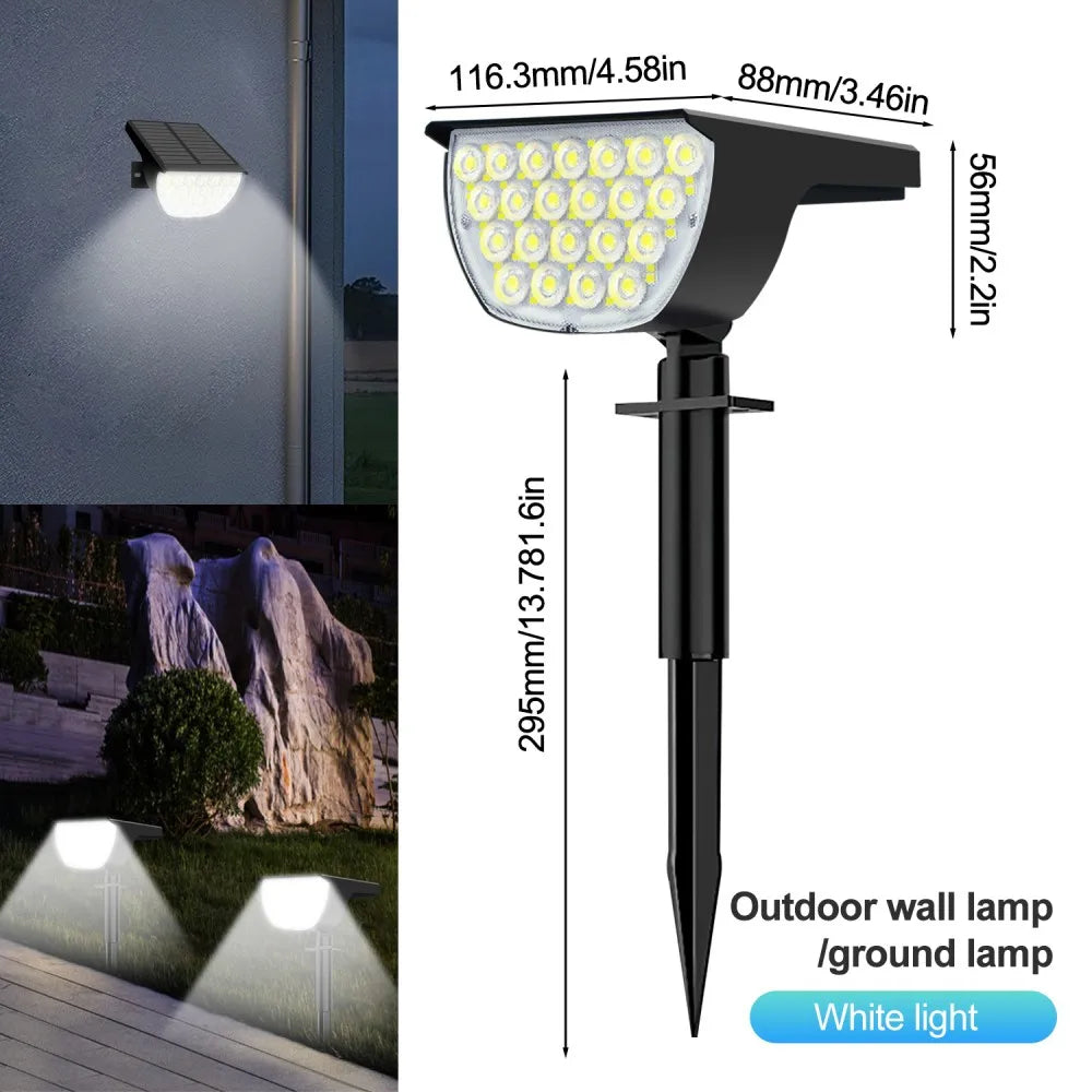 1-2PCS 52LED Solar Spot Lights Outdoor IP65 Waterproof 3 Lighting Modes Landscape Wall Lamp for Garden Yard Tree Lawn Pathway Zpaxo 76LED White Light 1pc