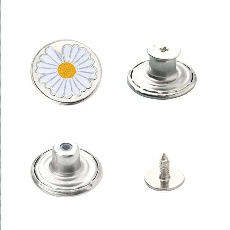 17mm Metal Jeans Button Replacement Kit – Screw-Back, No-Sew