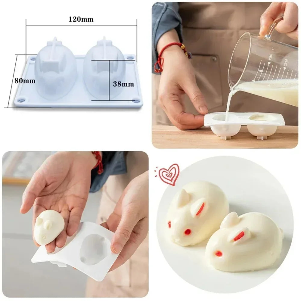 3D Rabbit Silicone Mold – Candle, Soap, Chocolate & Cake Silicone Craft Mold Zpaxo