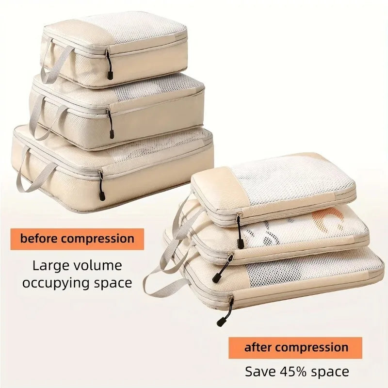 3-piece Travel Compression Packing Cube Bag Luggage Organizer