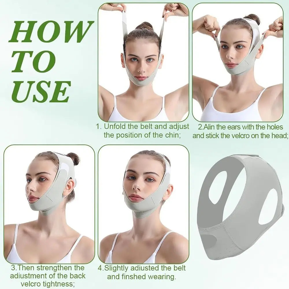 Portable Adjustable Face Lifting Belt Breathable V Shaped Lift Band Zpaxo