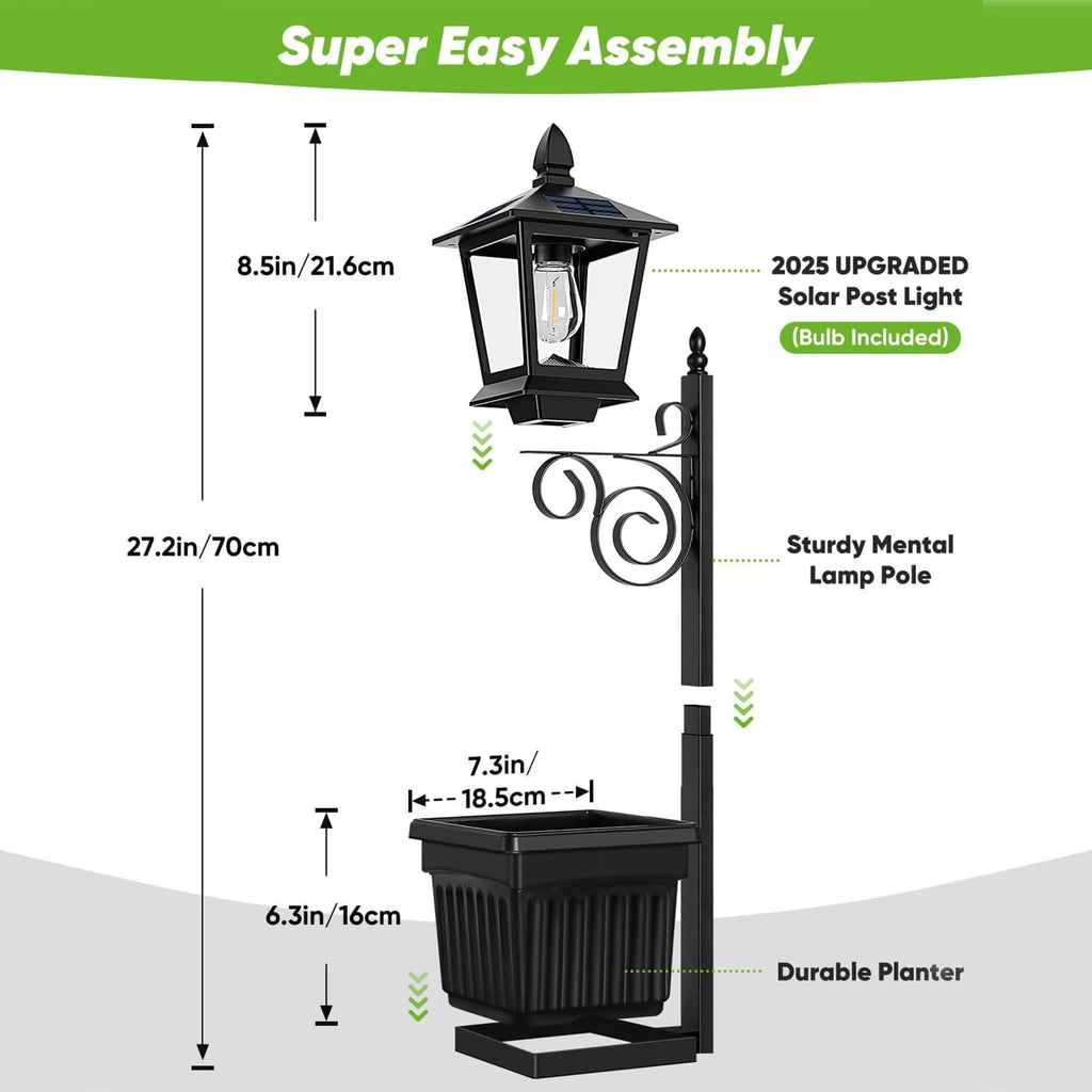 Outdoor Solar Planter Light Waterproof IP54 Auto Off Sensor 8-10 Hrs