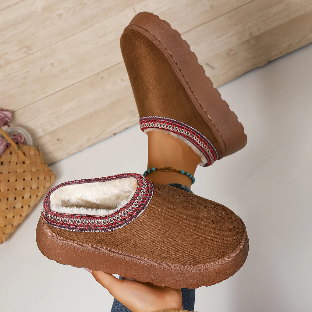 Women Snow Boots 2026 New Fluffy Platform Shoes for Women Winter Plush Warm Cotton Shoes Woman Comfort Non Slip Unisex Slippers Zpaxo