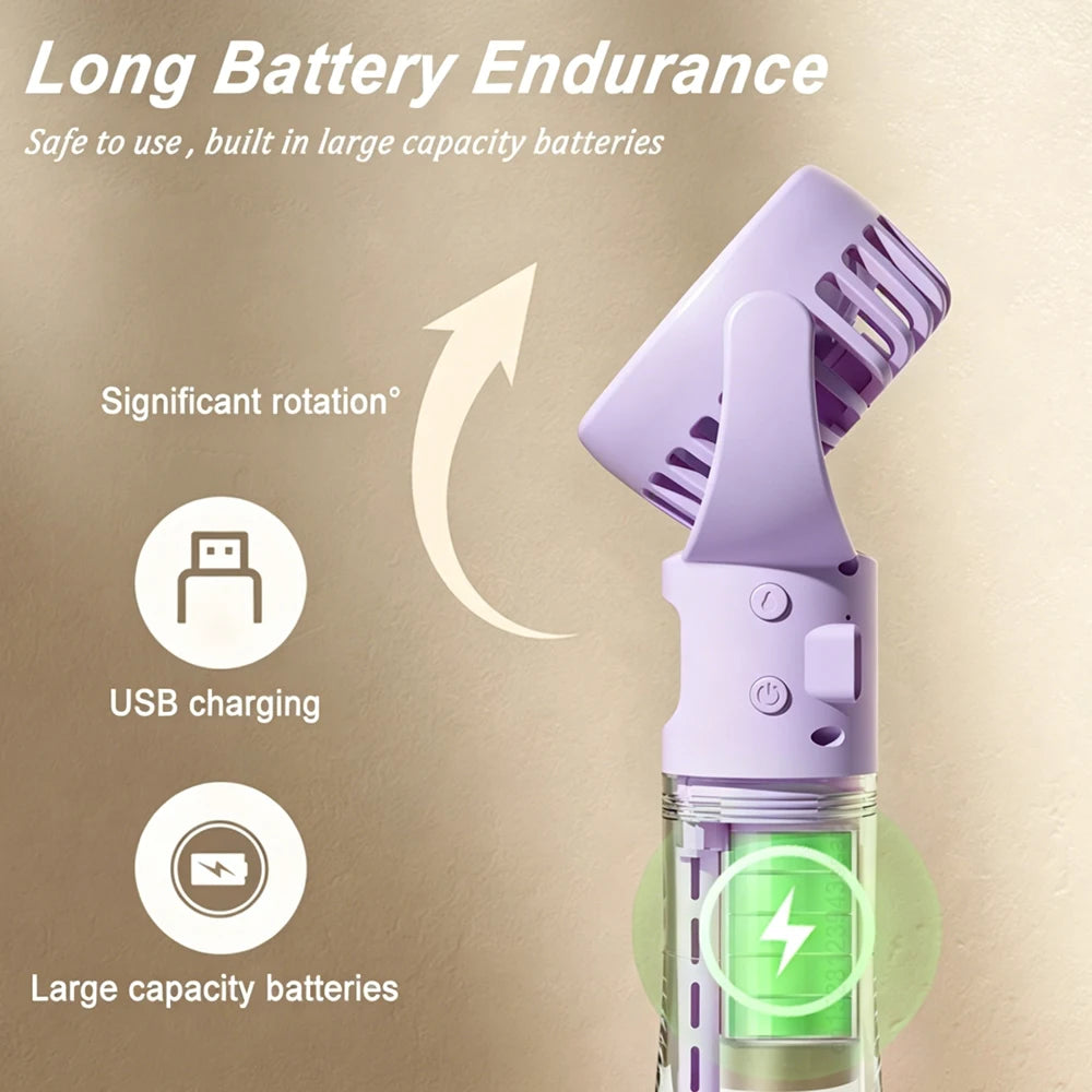 Portable Handheld Fan Humidifier USB Rechargeable Outdoor Camping