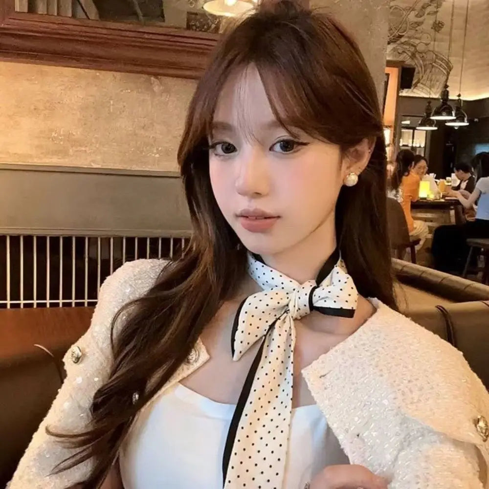 Fashion Polka Dot Narrow Edge Silk Scarf Korean Style Classic Neck Strap Luxury Versatile Hair Band Clothing Accessories Zpaxo